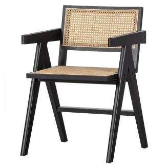 Woood Stol med Armlene <strong>Gunn</strong>  Svart, Beige