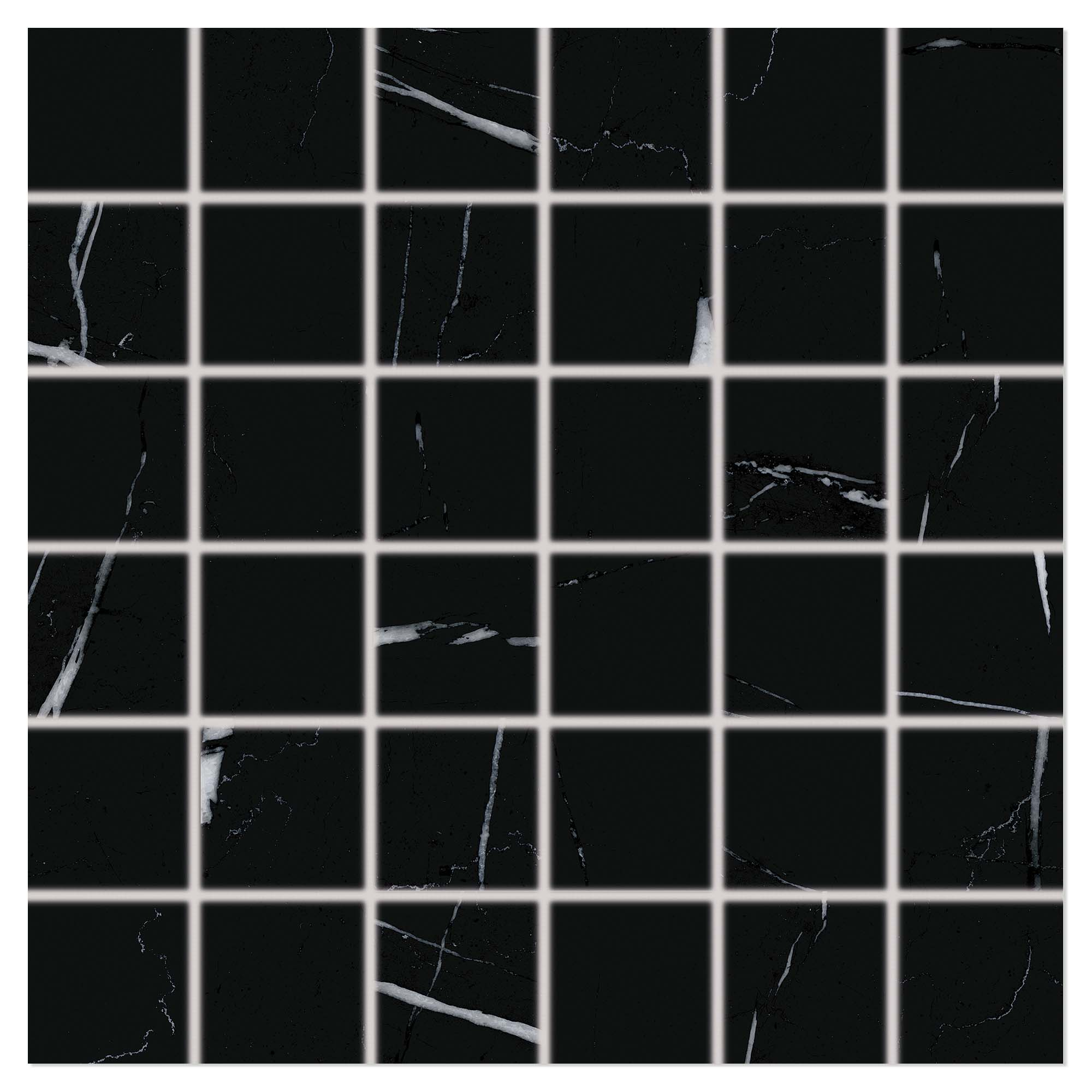 Mosaikkflis Nocturne Svart Matt 30x30 (5x5) cm