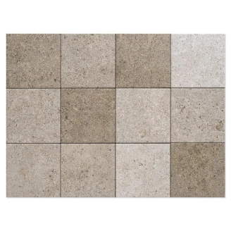 Gulvflis <strong>Grava</strong>  Gråbeige Matt Relieff 15x15 cm