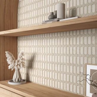 Dekor Veggflis <strong>Vidde</strong>  Beige Slim Hex Matt Relieff 31x56 cm