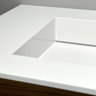 Dobbelt Servantskap Ekskär Valnøtt Matt 160 cm med Corian Servant Venstre Hvit Matt