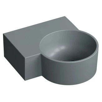 Omnires Veggmontert Servant <strong>Ovo M+</strong> Askgrå Matt 33x34 cm Venstre