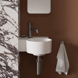 Omnires Veggmontert Servant <strong>Ovo M+</strong> Hvit Blank 33x34 cm Venstre
