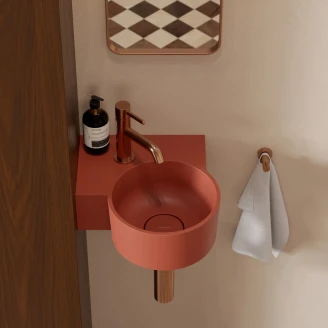 Omnires Veggmontert Servant <strong>Ovo M+</strong> Terrakotta Matt 33x34 cm Venstre
