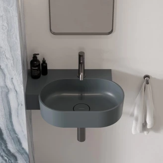 Omnires Veggmontert Servant <strong>Ovo M+</strong>  Askgrå Matt 55x36 cm Venstre