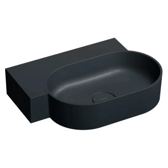 Omnires Veggmontert Servant <strong>Ovo M+</strong> Svart Lava Matt 55x36 cm Venstre