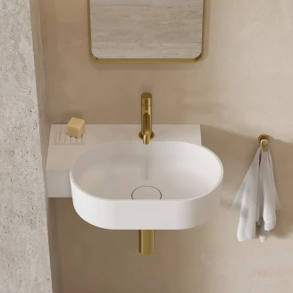 Omnires Veggmontert Servant <strong>Ovo M+</strong> Hvit Matt 55x36 cm Venstre