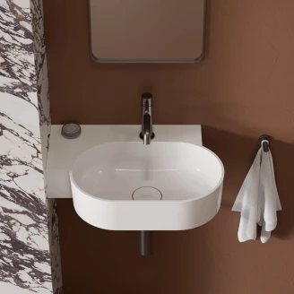 Omnires Veggmontert Servant <strong>Ovo M+</strong> Hvit Blank 55x36 cm Venstre