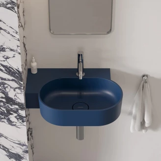 Omnires Veggmontert Servant <strong>Ovo M+</strong> Midnattsblå Matt 55x36 cm Venstre