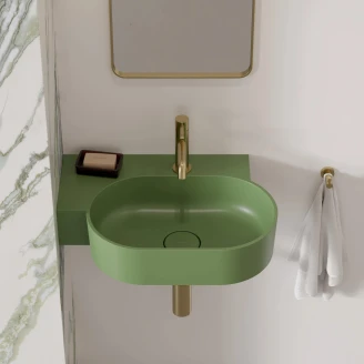Omnires Veggmontert Servant <strong>Ovo M+</strong> Oliv Matt 55x36 cm Venstre
