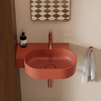 Omnires Veggmontert Servant <strong>Ovo M+</strong>  Terrakotta Matt 55x36 cm Venstre