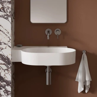 Omnires Veggmontert Servant <strong>Ovo M+</strong>  Hvit Blank 64x44 cm Venstre