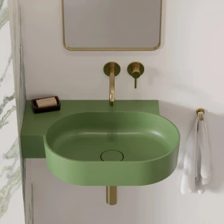 Omnires Veggmontert Servant <strong>Ovo M+</strong> Oliv Matt 64x44 cm Venstre