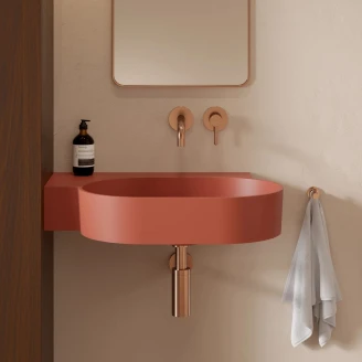 Omnires Veggmontert Servant <strong>Ovo M+</strong>  Terrakotta Matt 64x44 cm Venstre