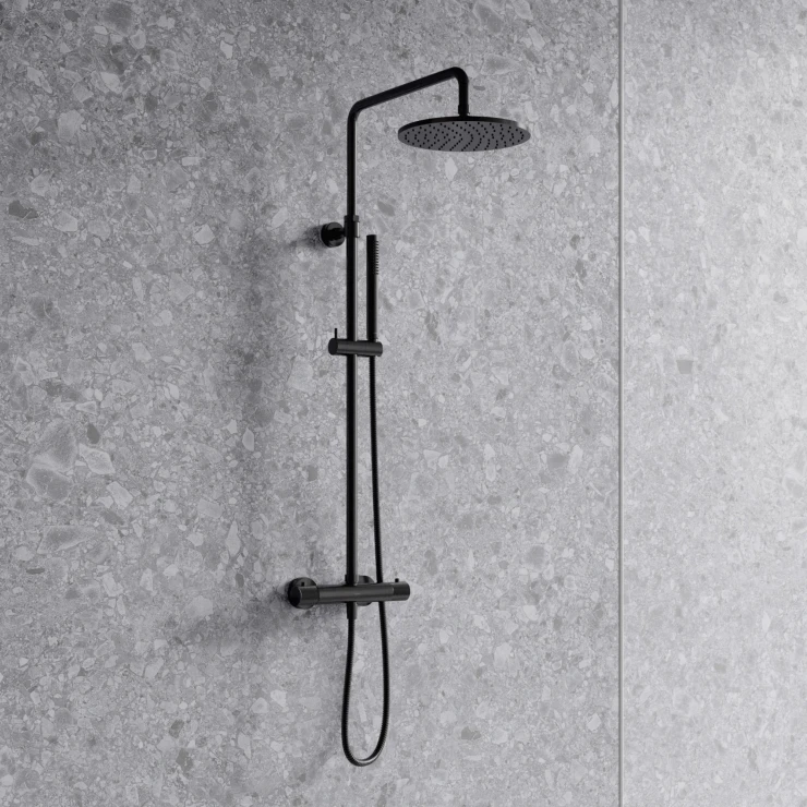 Omnires Takdusjsett Contour Antrasitt Matt med Termostat