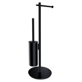 Omnires Toalettpapirholder og Børste med Hylle <strong>Modern Project</strong>  Svart Matt