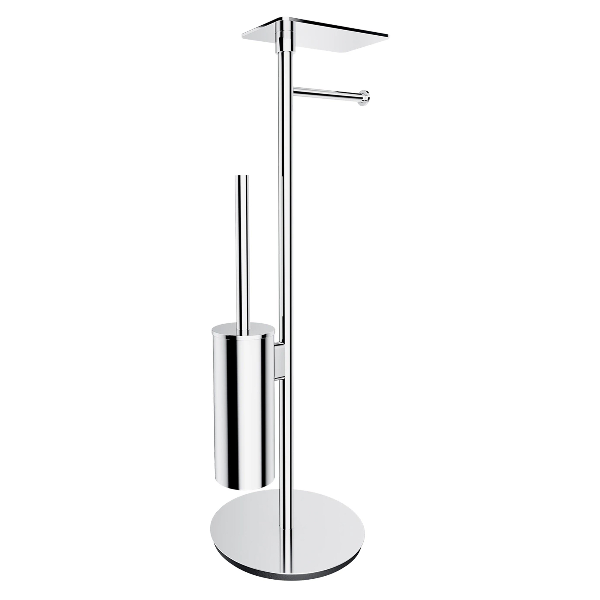 Omnires Toalettpapirholder og Børste med Hylle Modern Project Krom Blank