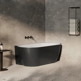 Ravak Hjørnebadekar Freedom Svart Matt 170x86 cm Høyre