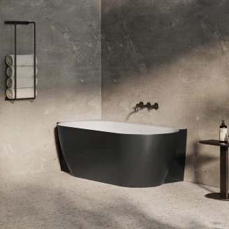 Ravak Hjørnebadekar Freedom Svart Matt 170x86 cm Venstre