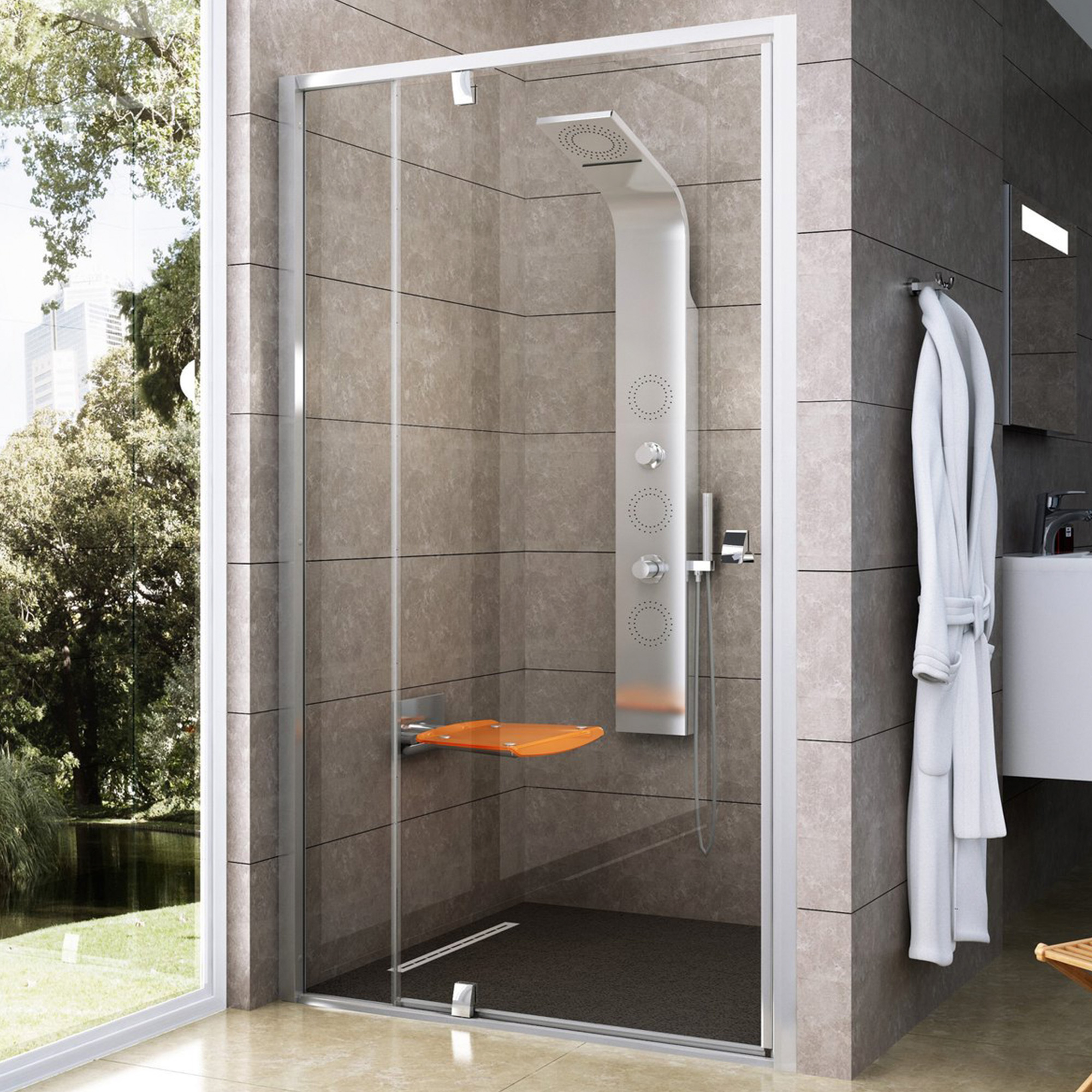 Ravak Dusjdør Pivot 100 cm Krom Blank