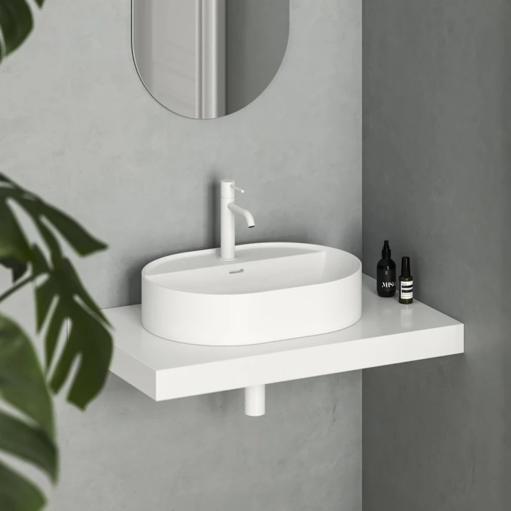 Ravak Servant Ceramic Slim Oval Hvit Matt 55 cm med hylle