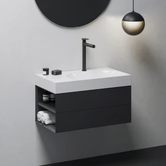 Ravak Servantbatteri Spring Svart Matt L med EcoFlow-funksjon