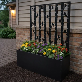 Krukke med espalier fuglemotiv <strong>Bastion</strong>  Sort 100 cm