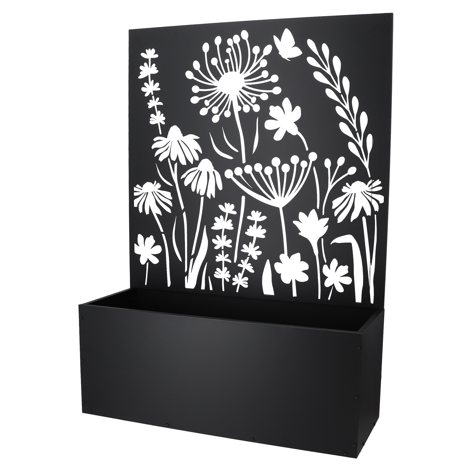 Krukke med espalier blomstermotiv Bastion Sort 100 cm