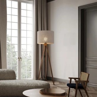 Gulvlampe <strong>Stellar</strong>  Valnøtt, Beige Matt