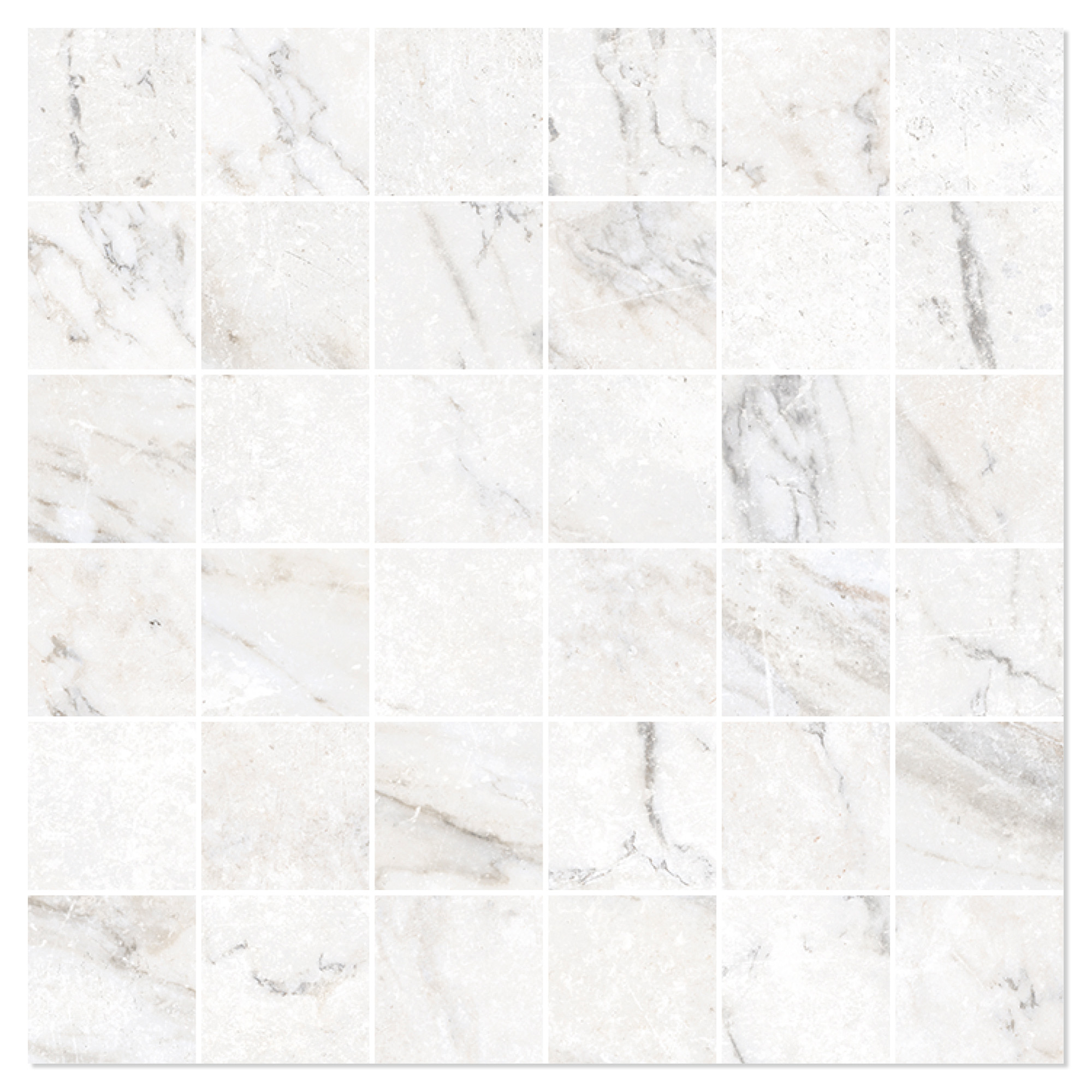 Marmor Mosaikkflis Palatina Hvit Matt 30x30 (5x5) cm