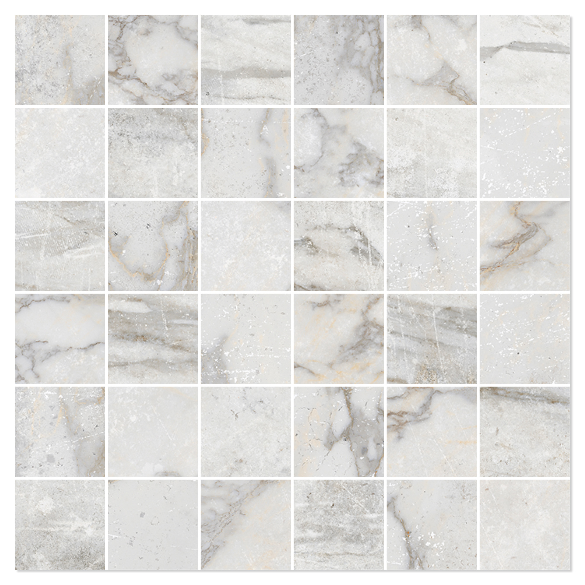 Marmor Mosaikkflis Palatina Lys Grå Matt 30x30 (5x5) cm