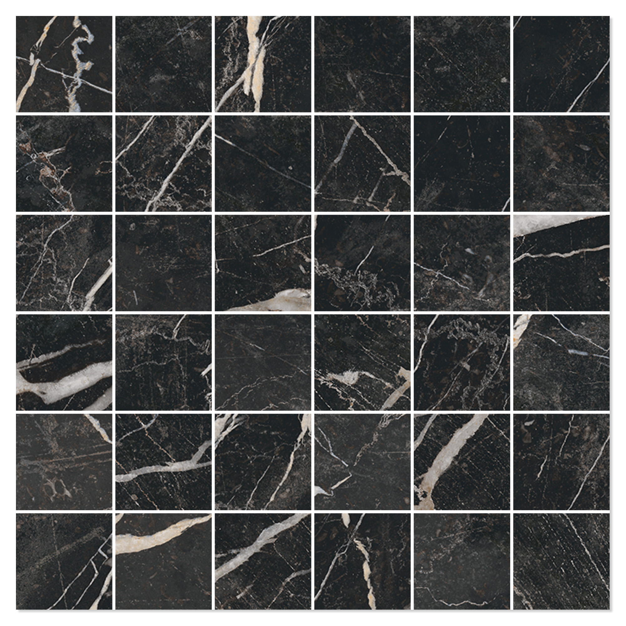 Marmor Mosaikkflis Palatina Svart Matt 30x30 (5x5) cm