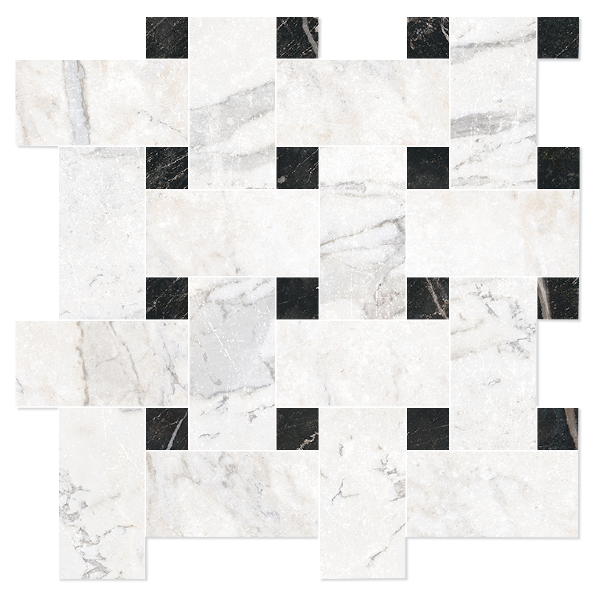 Marmor Mosaikk Gulvflis Palatina Hvit Strikk Matt 30x30 cm