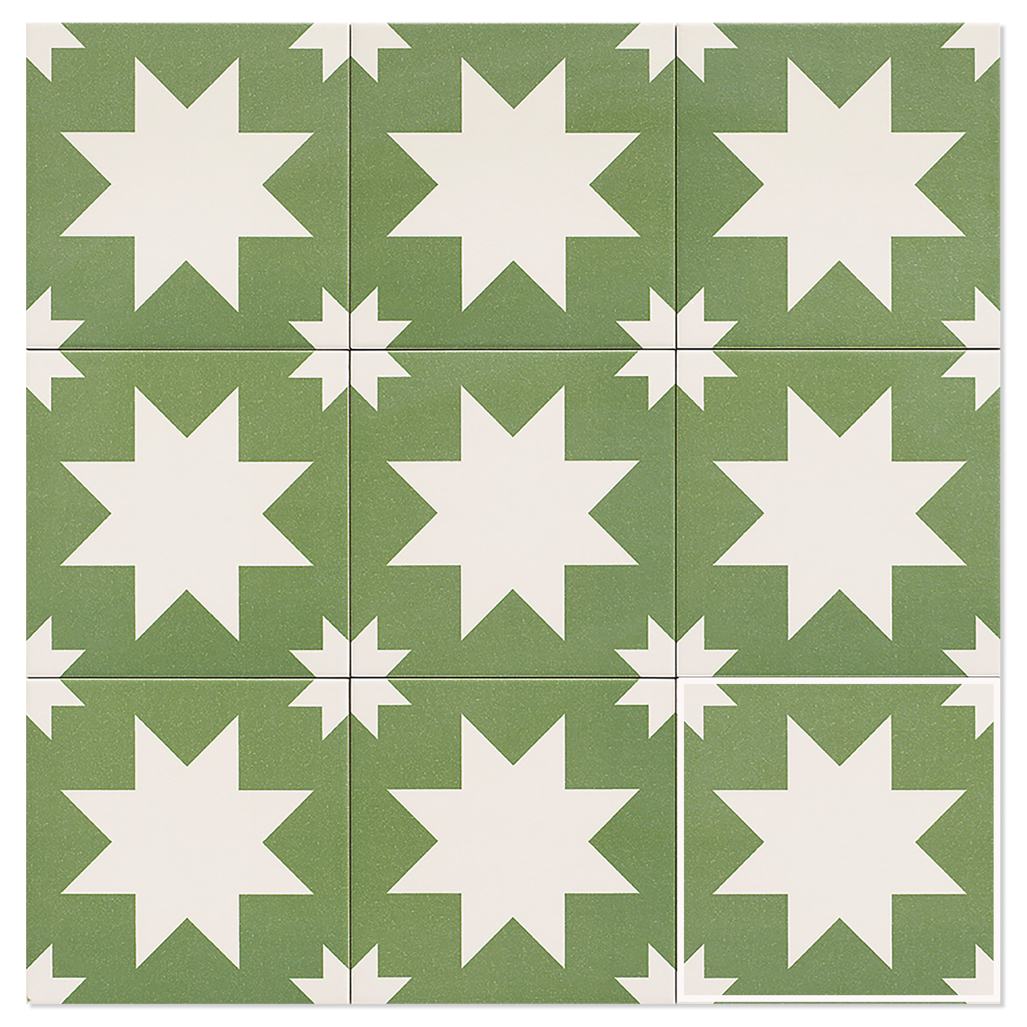 Mainzu Gulvflis Fired Star Green Matt 20x20 cm
