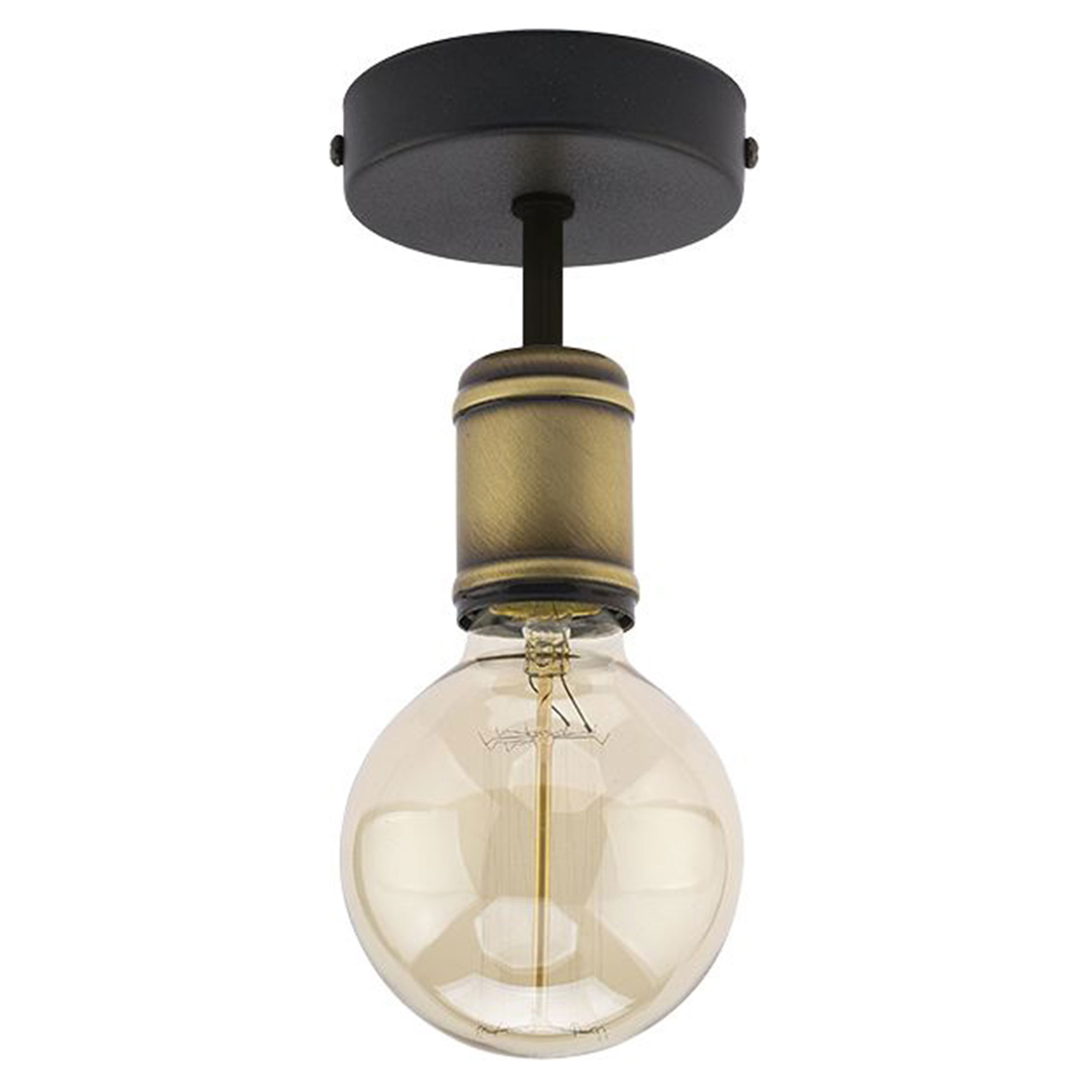 Taklampe Retro Line Svart, Gull Matt