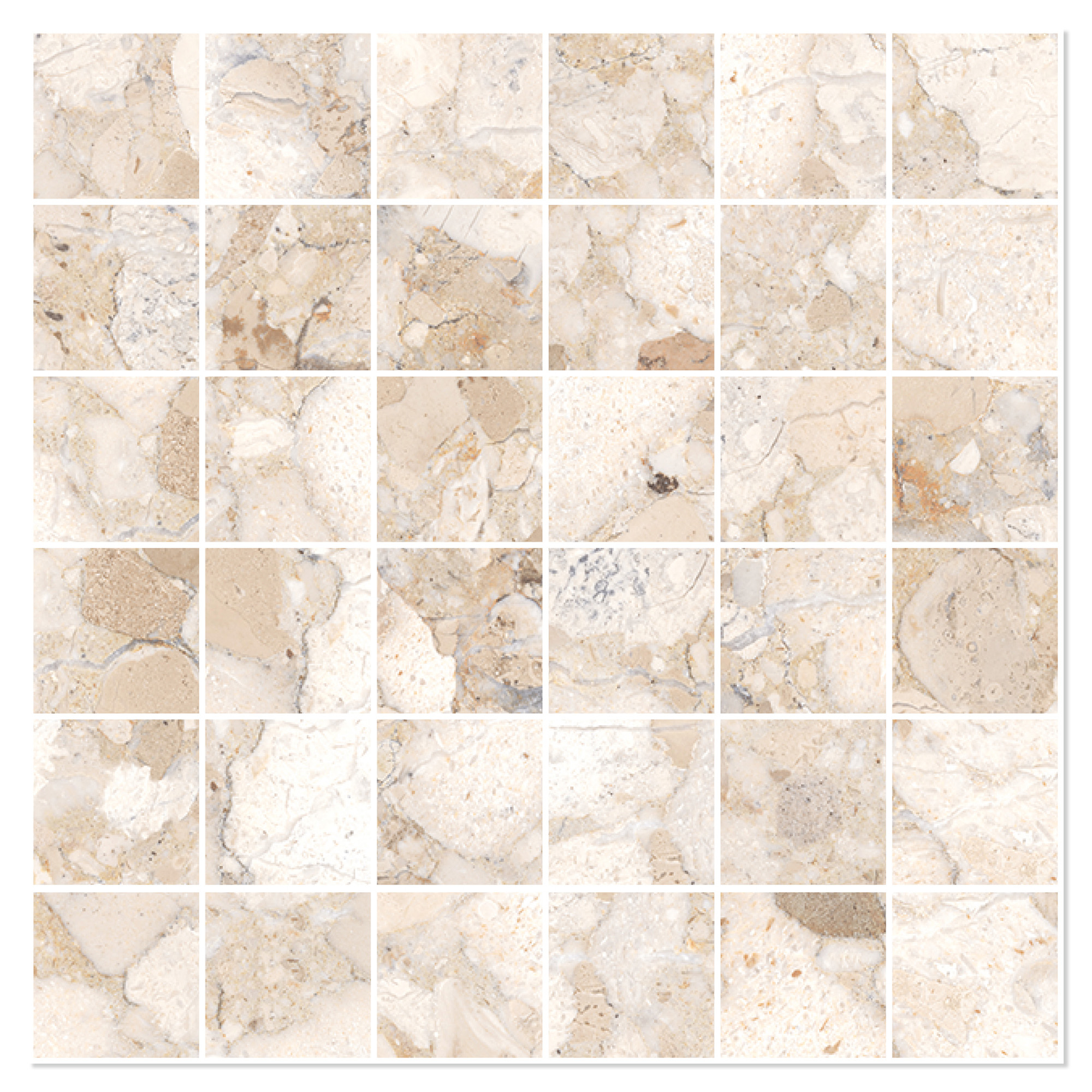 Sant’Agostino Mosaikkflis Venistone Beige Polert 30x30 (5x5) cm