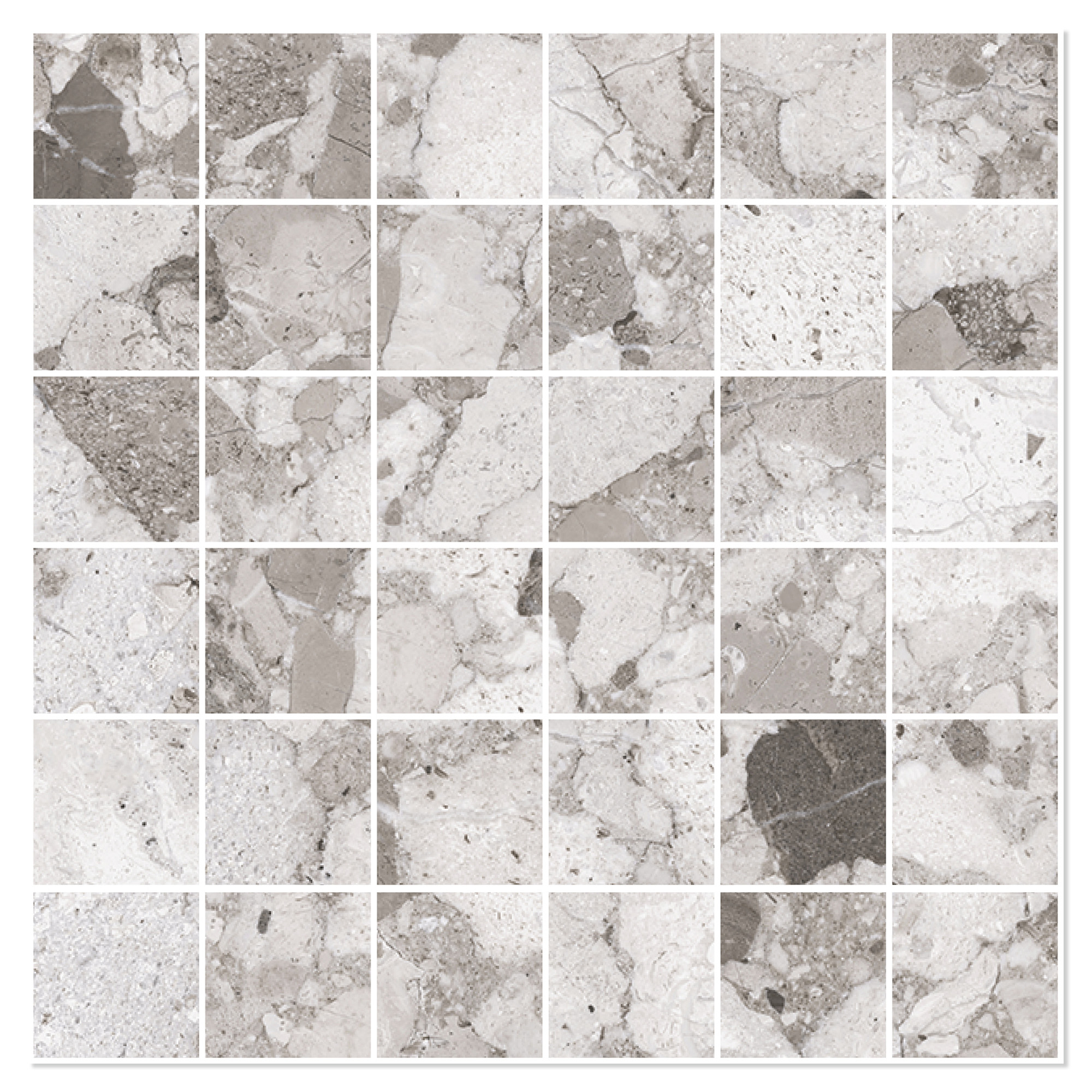 Sant’Agostino Mosaikkflis Venistone Grey Polert 30x30 (5x5) cm