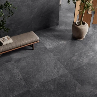 Sant’Agostino Gulvflis <strong>Bergstone</strong>  Black Matt-Struktur 3D 120x120 cm