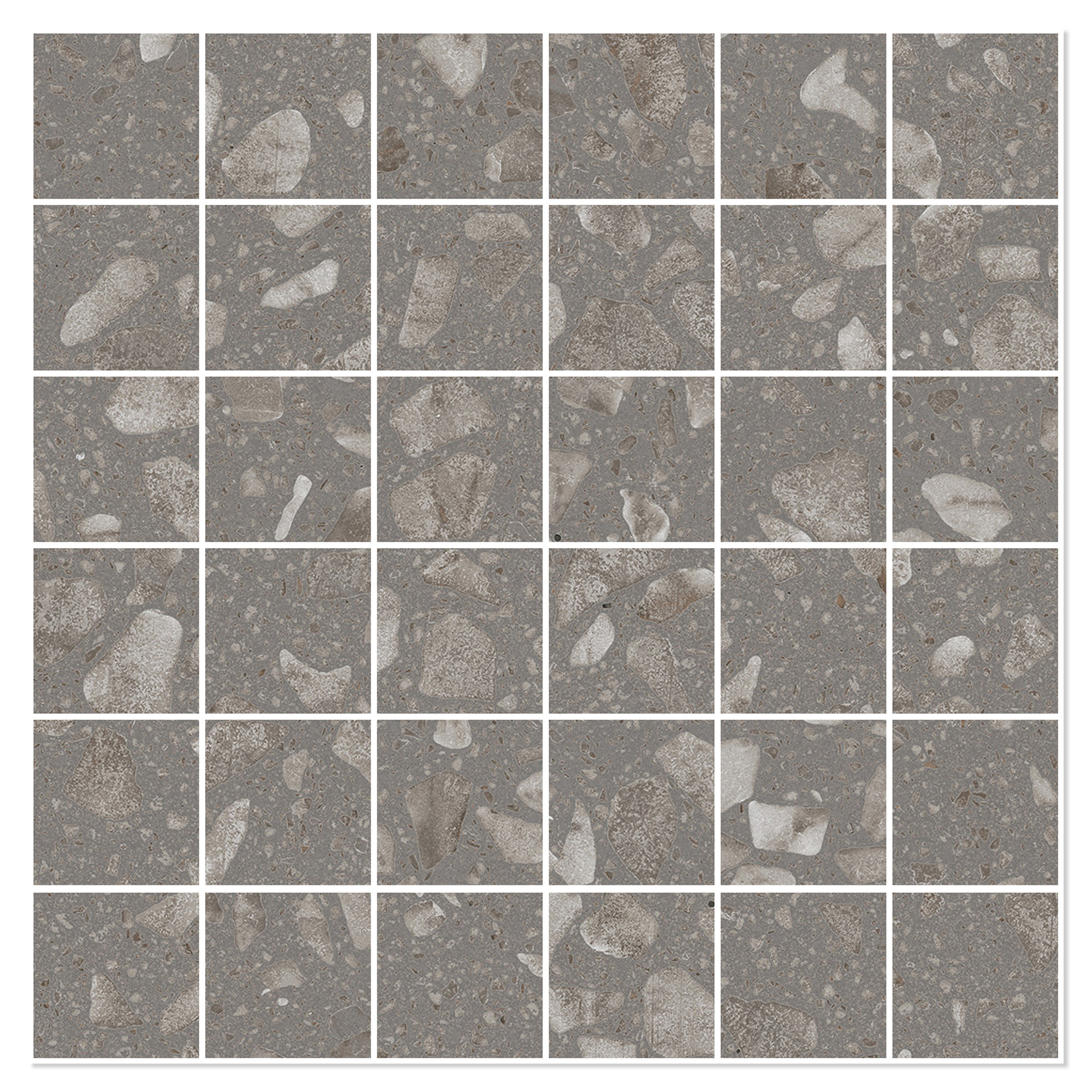 Sant’Agostino Mosaikkflis Glow Grey Matt-Struktur 30x30 (5x5) cm
