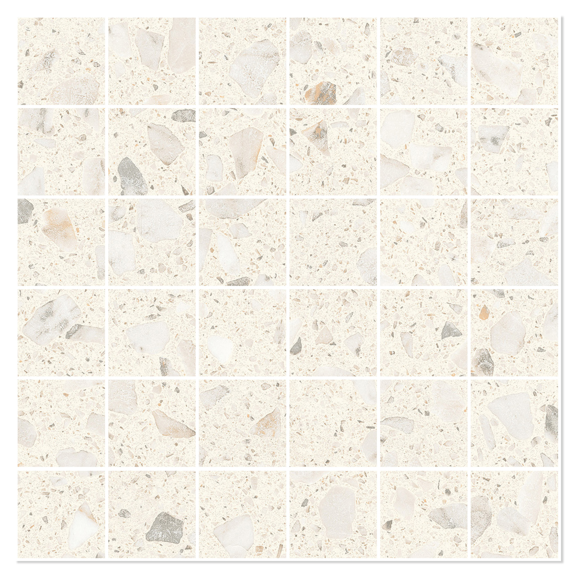 Sant’Agostino Mosaikkflis Glow Silk Ivory Matt 30x30 (5x5) cm