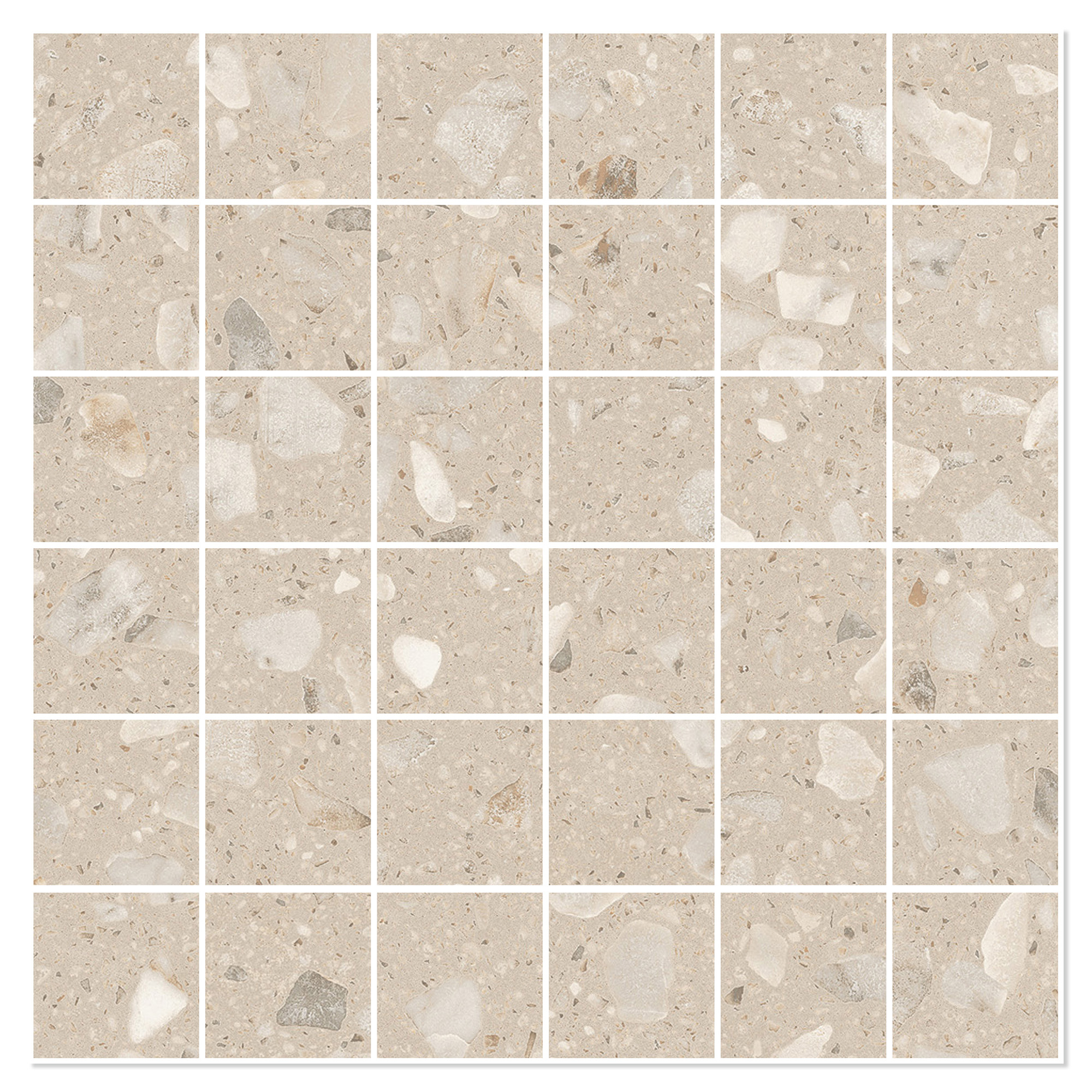 Sant’Agostino Mosaikkflis Glow Silk Sand Matt 30x30 (5x5) cm