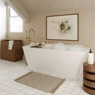 Badekar <strong>Corselle</strong>  Hvit Blank 160 cm Rektangulær med Krom Click-Clack Bunnventil