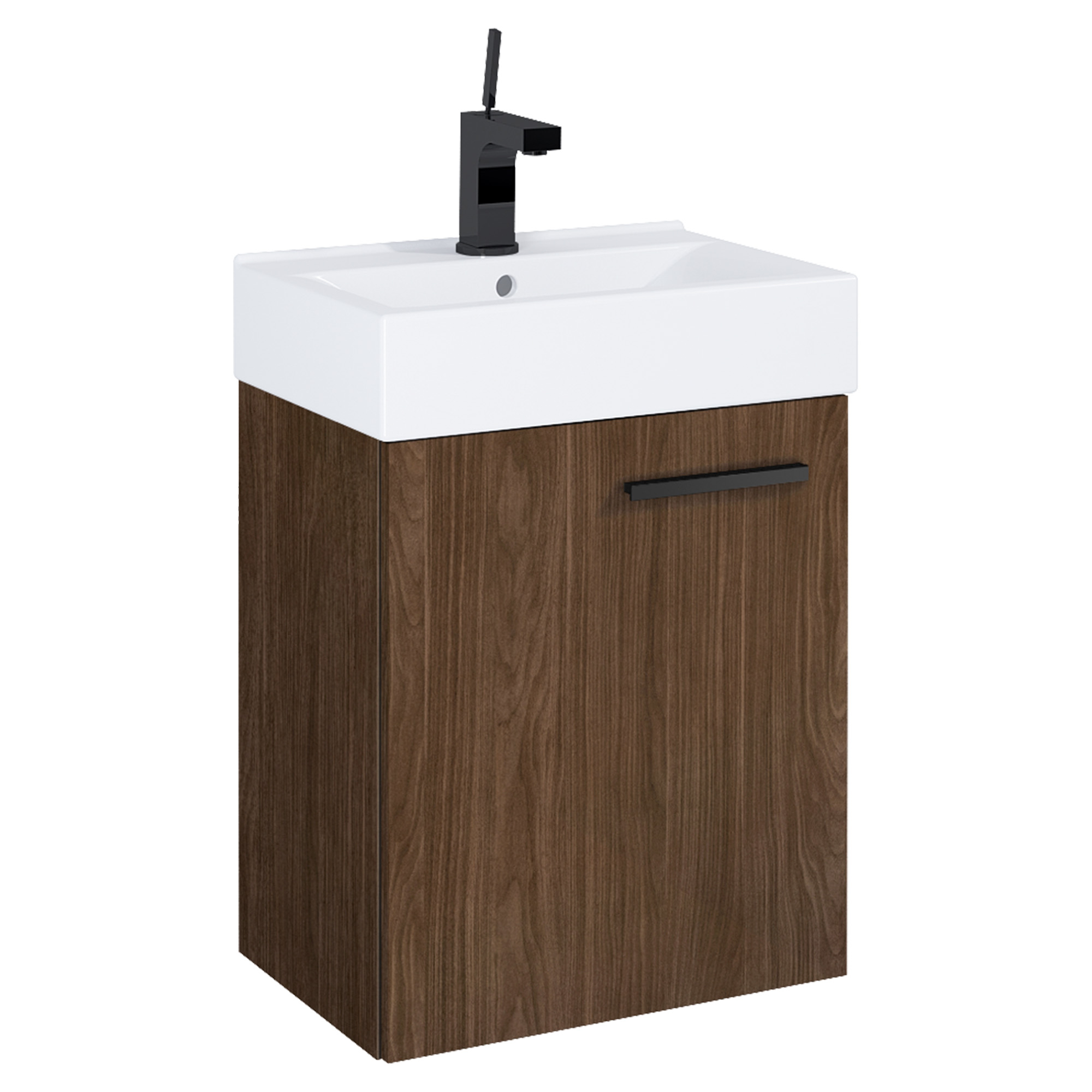 Servantskap Petit Valnøtt Matt 45 cm med Servant Hvit Blank