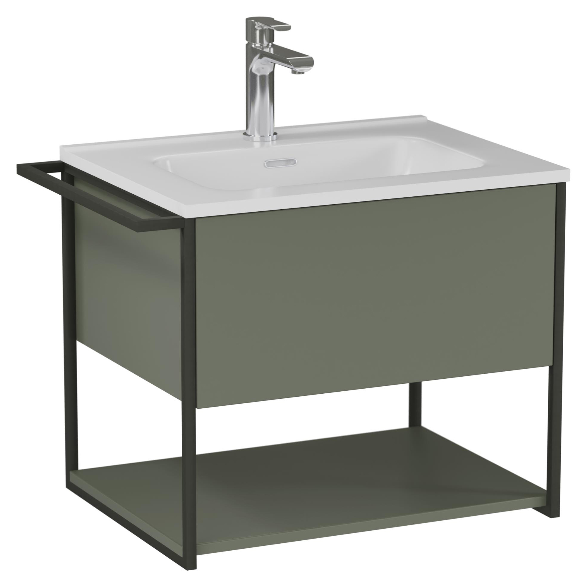 Servantskap Evolv Grønn Matt 60 cm med Handfat Hvit Blank