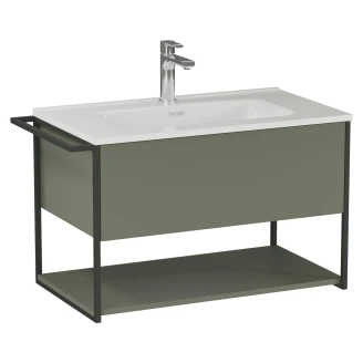 Servantskap <strong>Evolv</strong>  Grønn Matt 80 cm med Handfat Hvit Blank