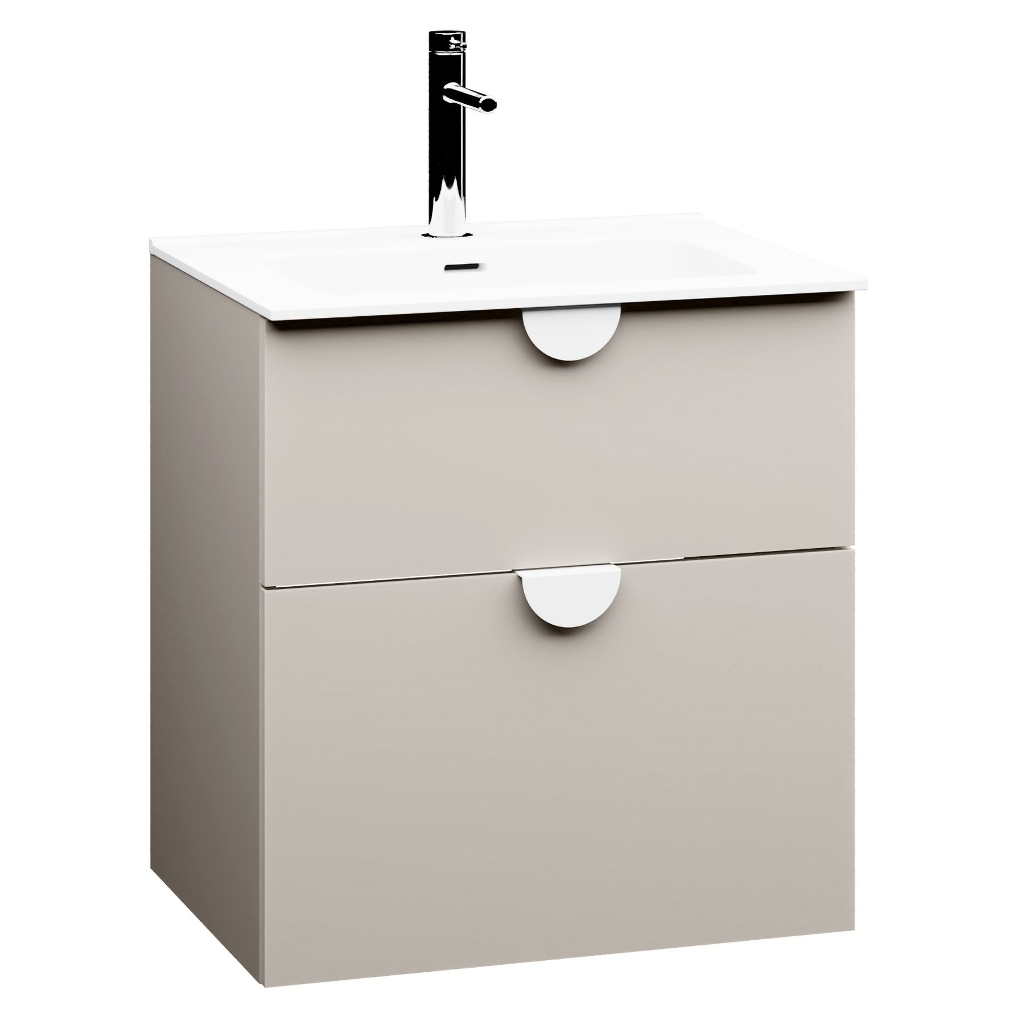 Servantskap Celeste Beige Matt 60 cm med Handfat Hvit Blank