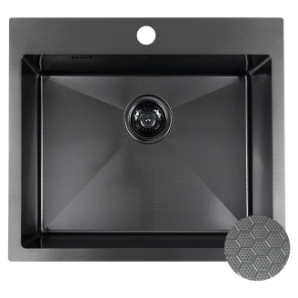 Rustfritt Stål Kjøkkenvask <strong>Epure</strong>  Svart Matt 50x58 cm med Vannlås