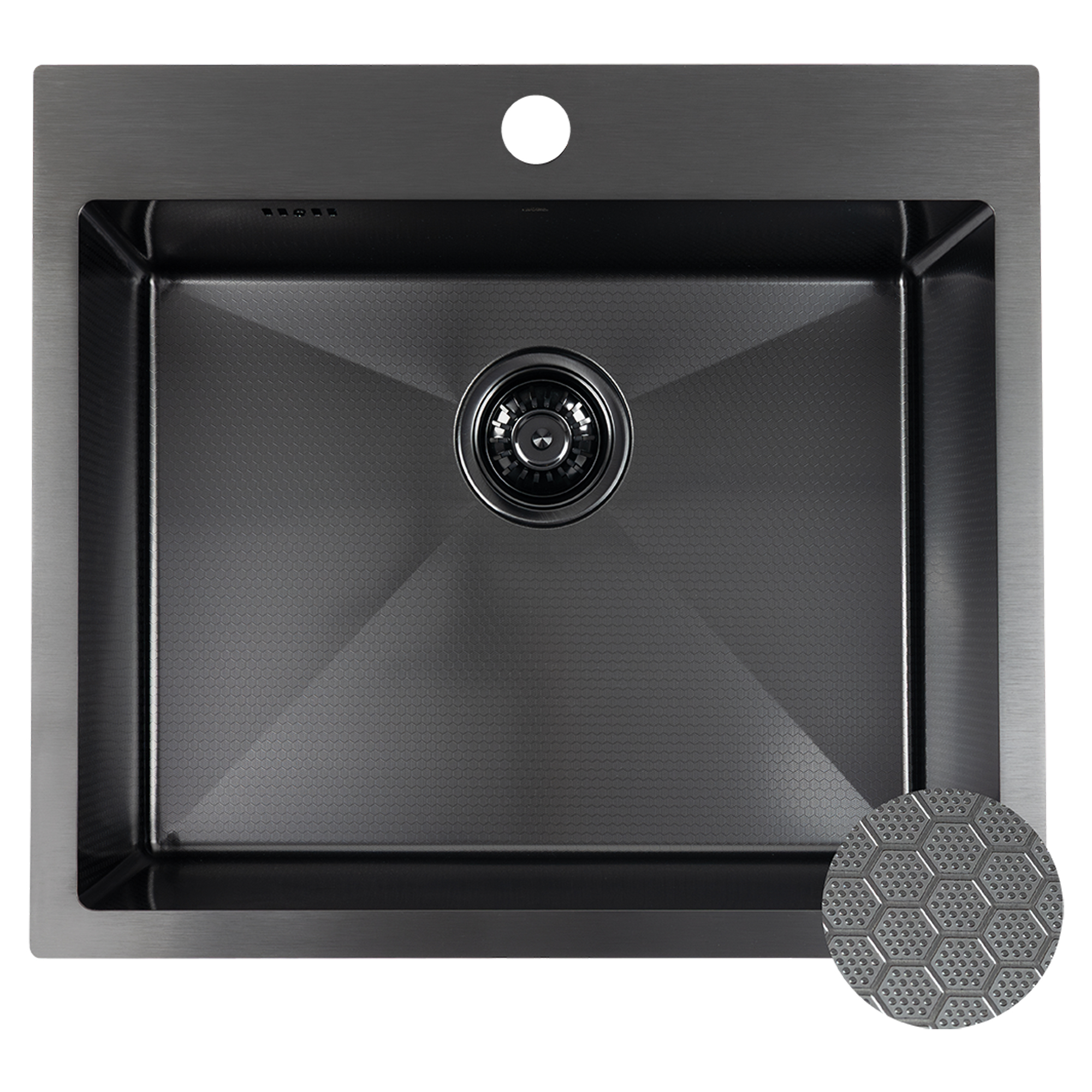 Rustfritt Stål Kjøkkenvask Epure Svart Matt 50x58 cm med Vannlås