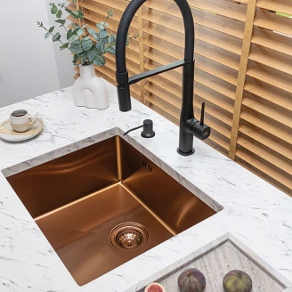 Rustfritt Stål Kjøkkenvask <strong>Orviane</strong>  Kobber Matt 44x54 cm med Vannlås