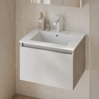 Servantskap <strong>Blisse</strong>  Beige Matt 60x46x40 cm med Servant Hvit Blank